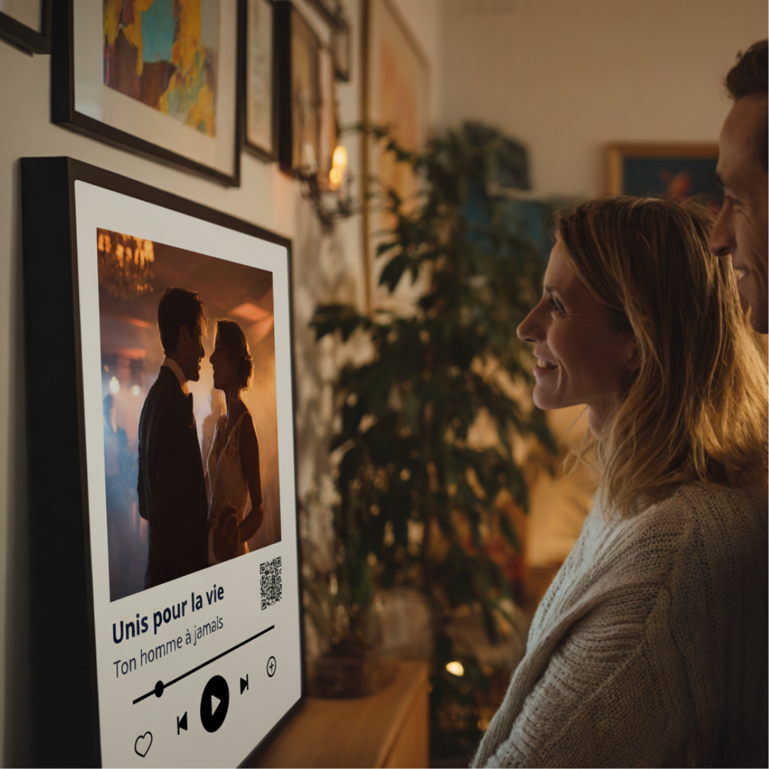 Famille devant un poster personnalisé Tailortune